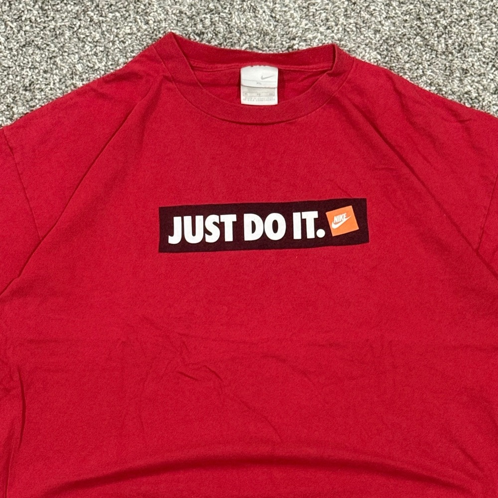 Vintage Nike Just Do It Box Logo Graphic T-Shirt Mens XL Y2K Silver Tag Nike Tee